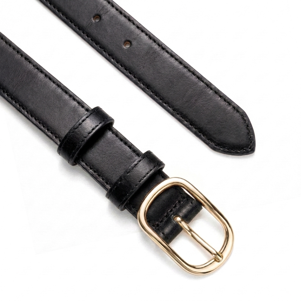 Ceinture en Cuir Véritable - Boucle Dorée